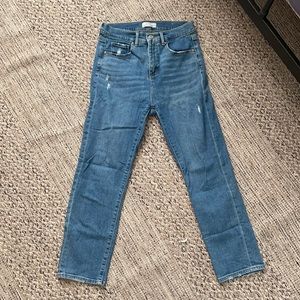 LOFT HIGH WAIST STRAIGHT JEANS 27 / 4 MEDIUM WASH CROPPED